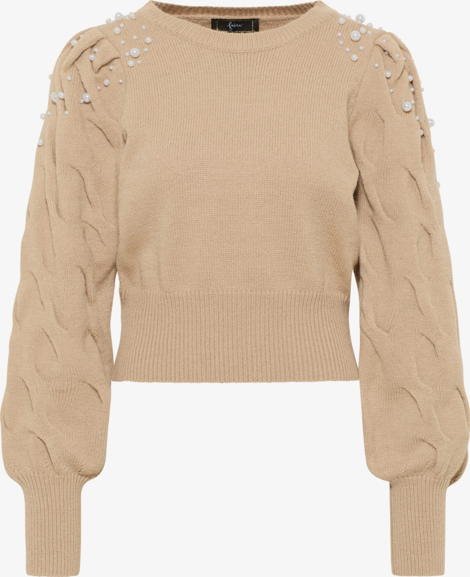 Faina Fijngebreide Truien Trui Dames Donkerbeige 1 Faina Fijngebreide Truien Trui Dames Donkerbeige