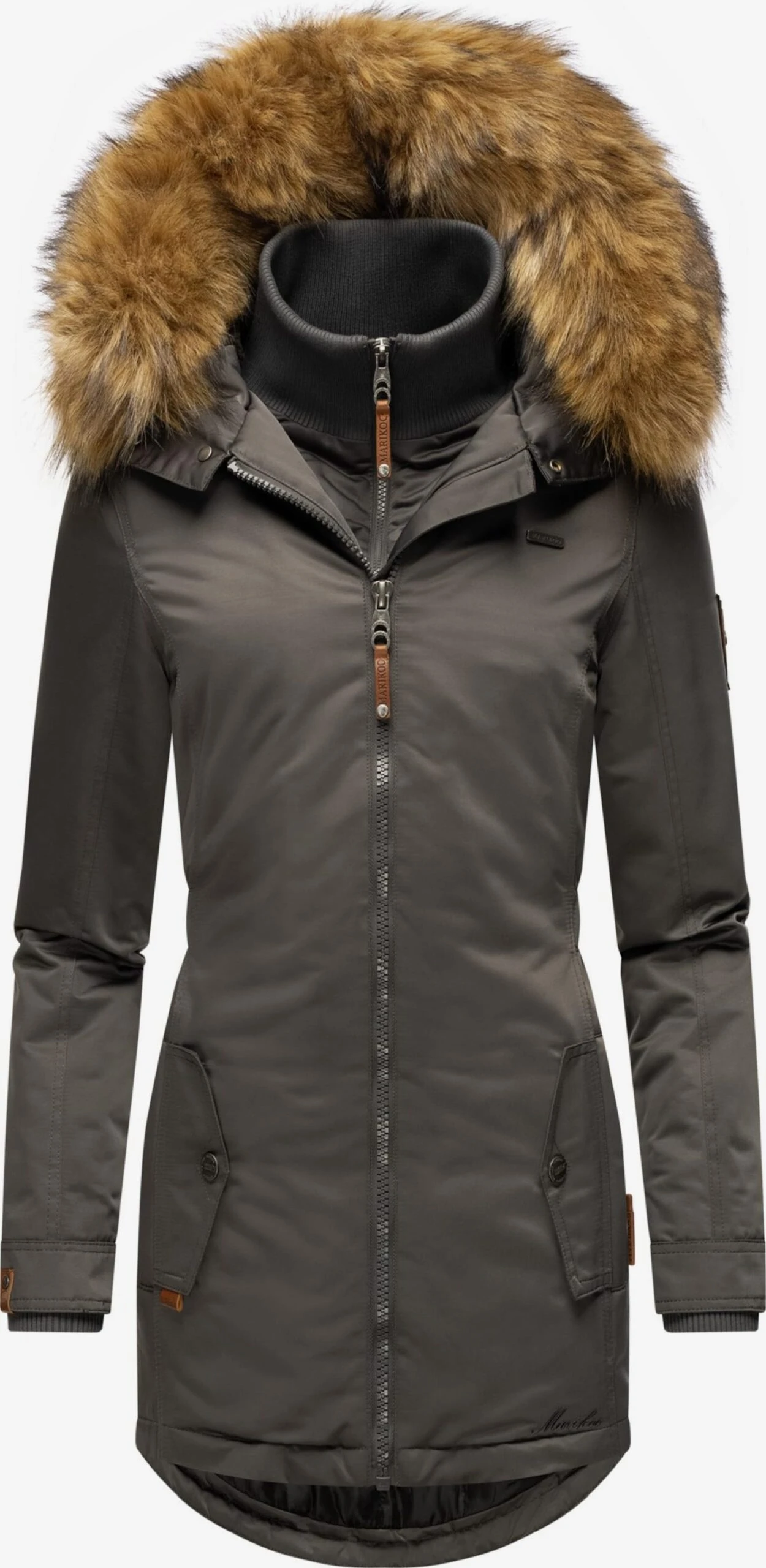 Marikoo Wintermantels Wintermantel Sanakoo Dames Donkergrijs 1 Marikoo Wintermantels Wintermantel Sanakoo Dames Donkergrijs