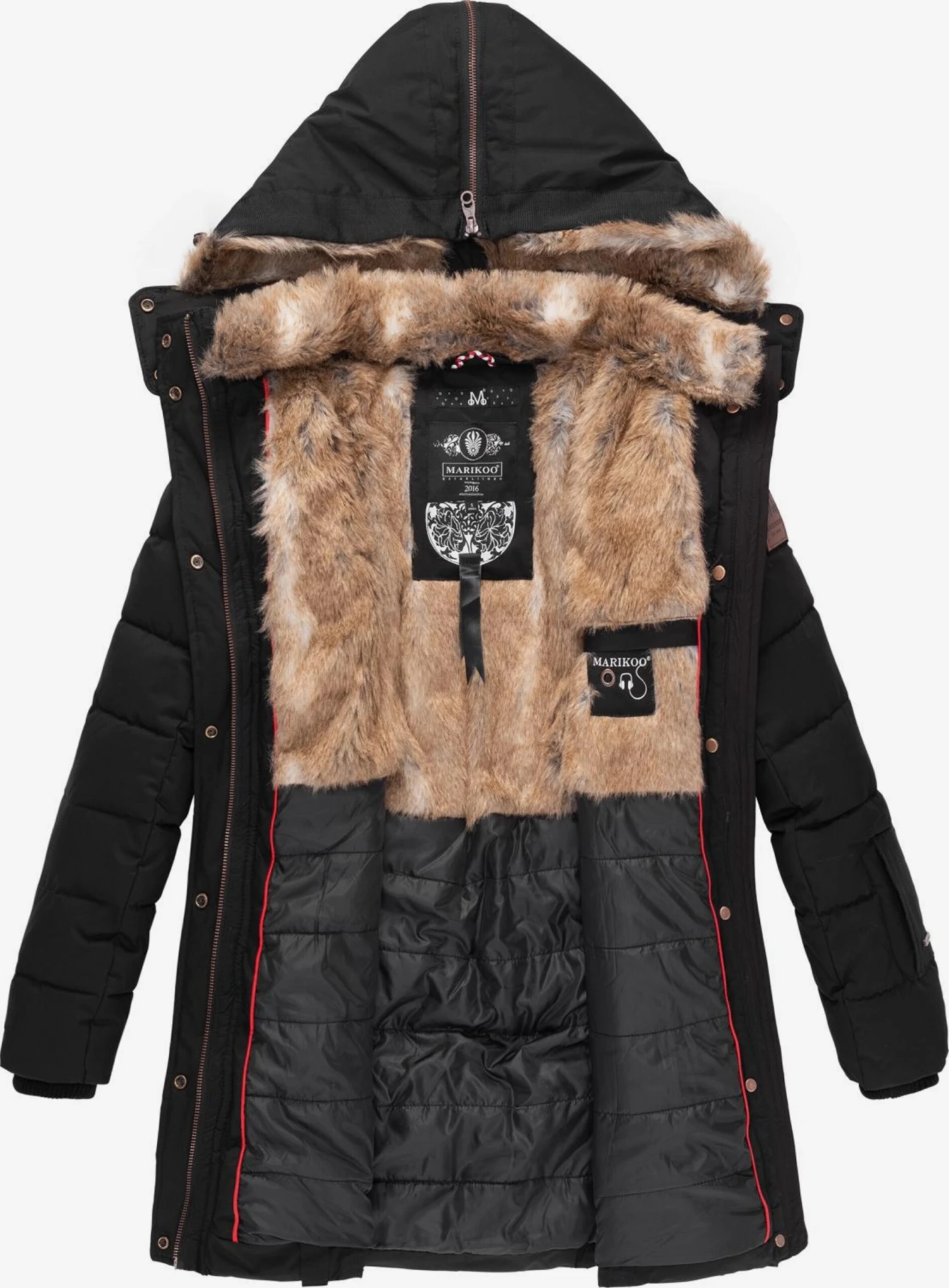 Marikoo Korte Mantels Wintermantel Dames Zwart 6 Marikoo Korte Mantels Wintermantel Dames Zwart - Afbeelding 6