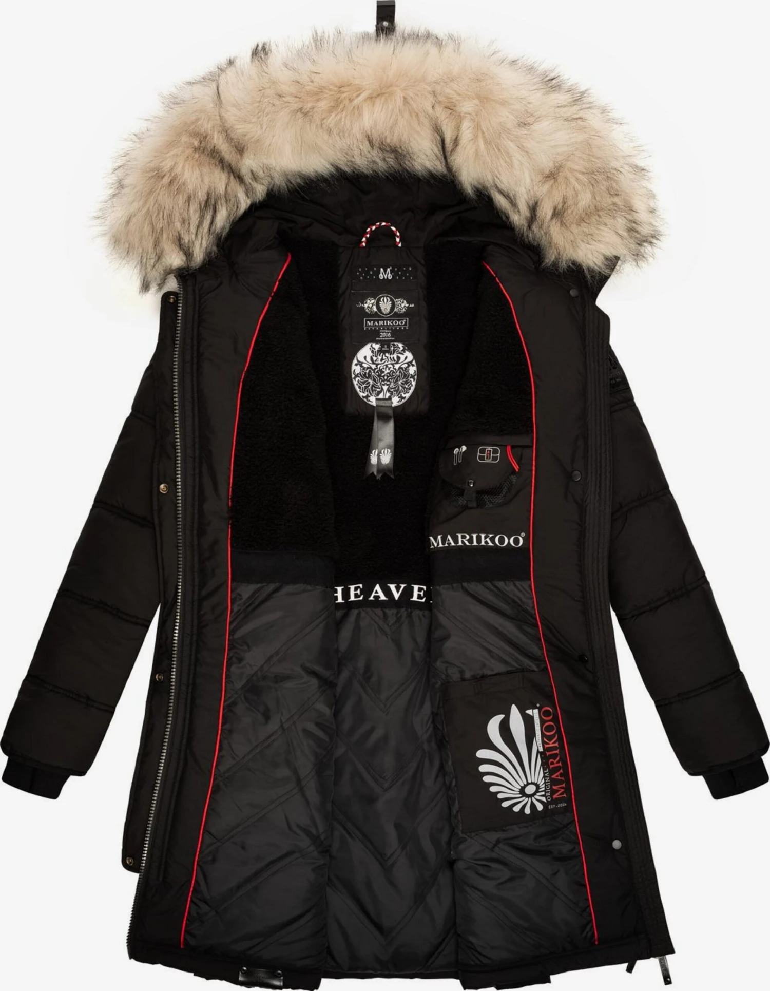 Marikoo Wintermantels Wintermantel Chaskaa Dames Zwart 5 Marikoo Wintermantels Wintermantel Chaskaa Dames Zwart - Afbeelding 5