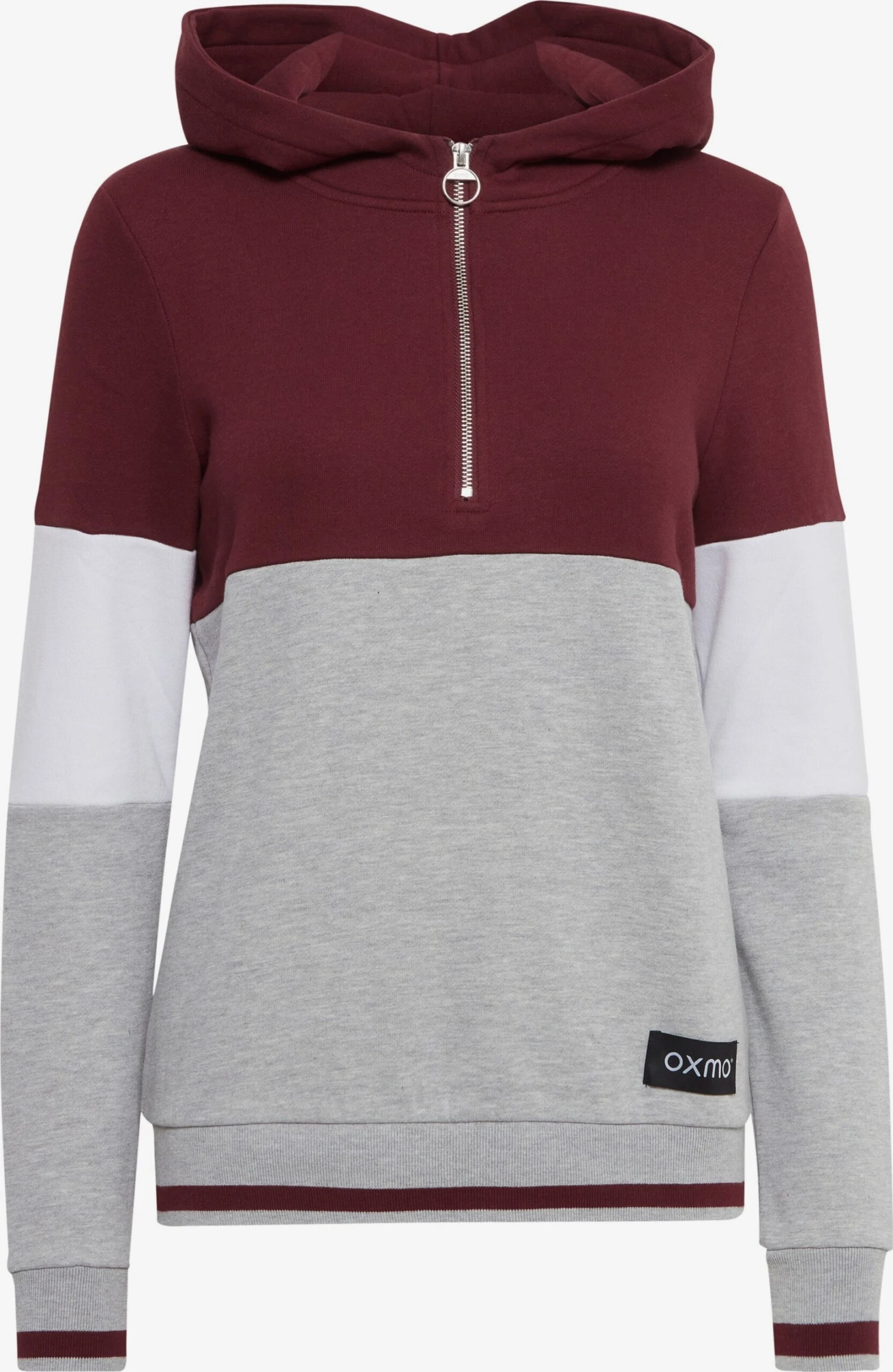 OXMO Hoodies Sweatshirt Omara Dames Grijs Gemêleerd / Wijnrood 1 OXMO Hoodies Sweatshirt Omara Dames Grijs Gemêleerd / Wijnrood