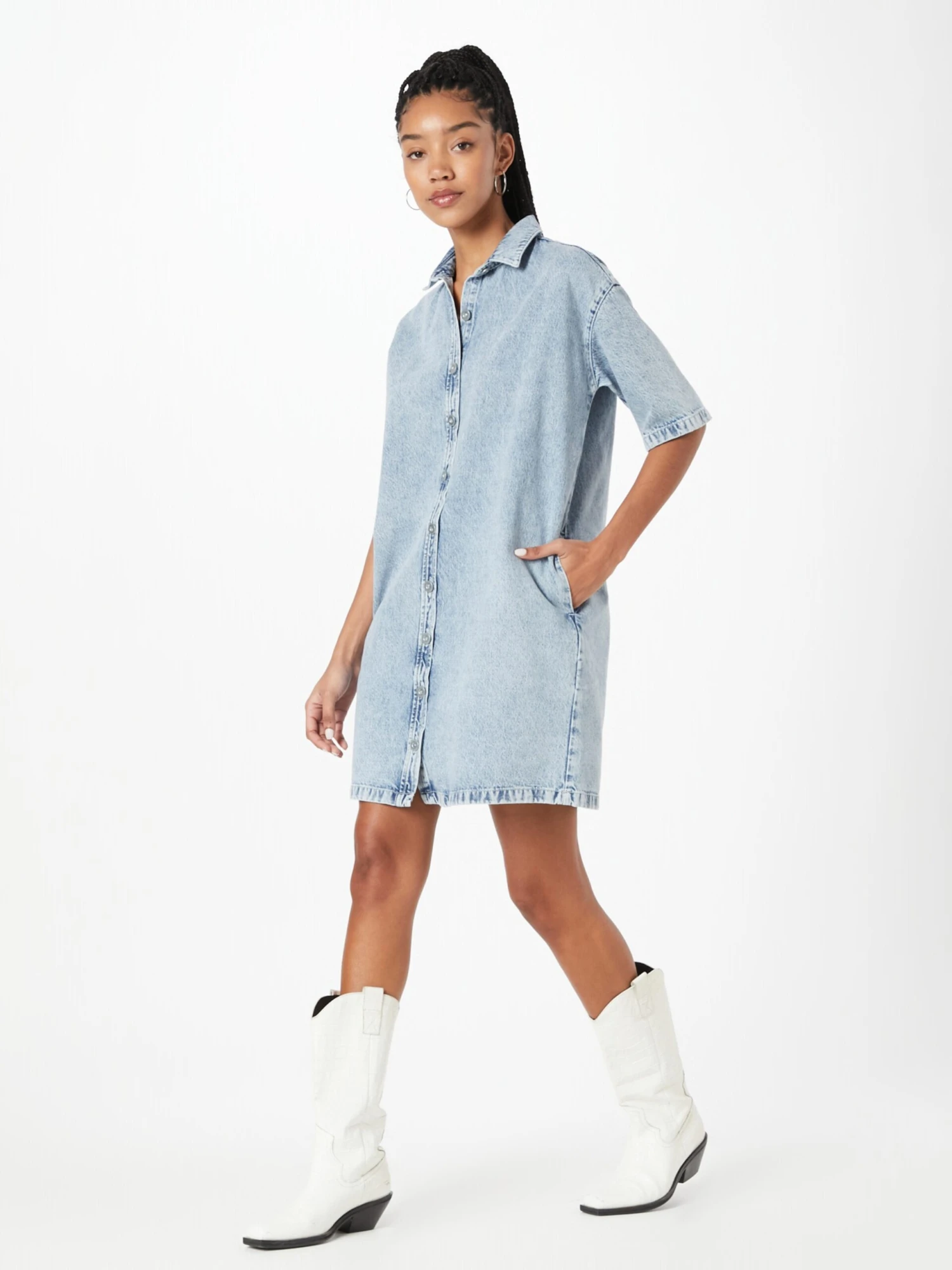 Mustang Blousejurken Blousejurk Perry Dames Blauw 3 Mustang Blousejurken Blousejurk Perry Dames Blauw - Afbeelding 3