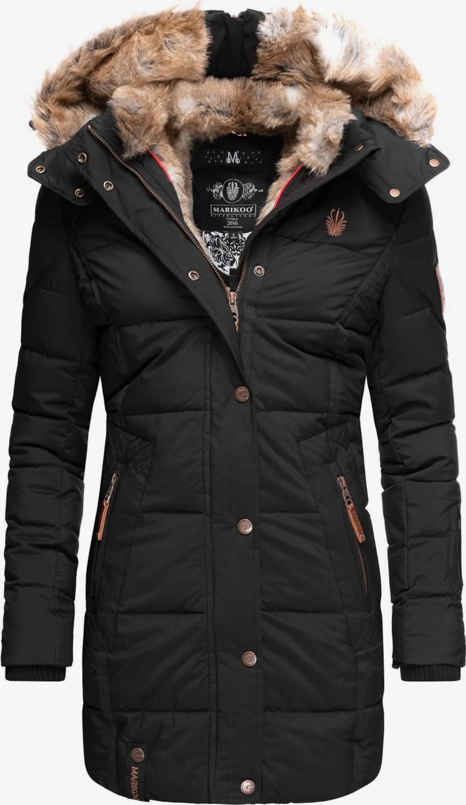 Marikoo Korte Mantels Wintermantel Dames Zwart 1 Marikoo Korte Mantels Wintermantel Dames Zwart