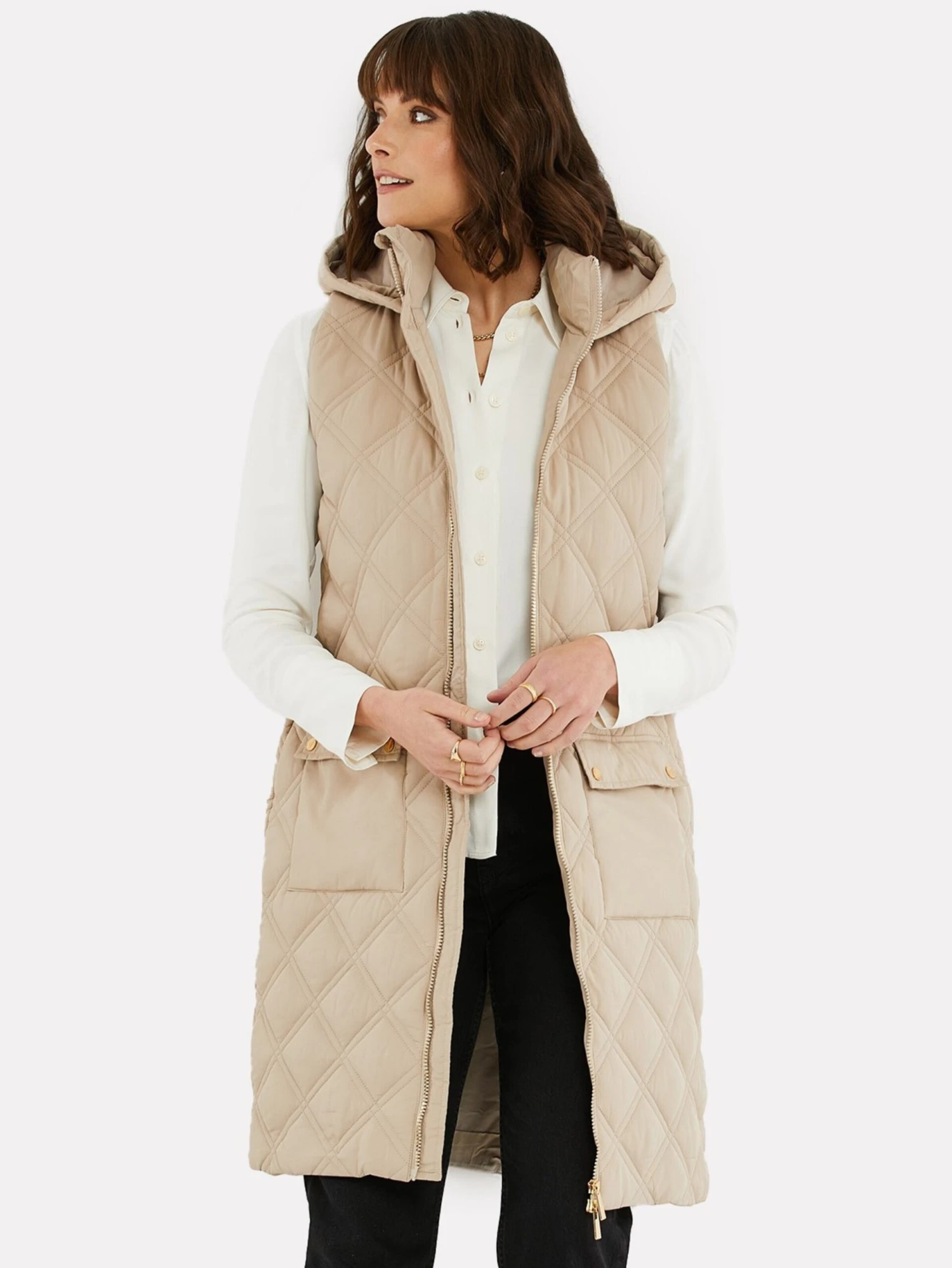 Threadbare Bodywarmers Bodywarmer Maggie Dames Taupe 2 Threadbare Bodywarmers Bodywarmer Maggie Dames Taupe - Afbeelding 2