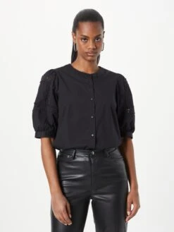 MOSS COPENHAGEN Blouses Met Korte Mouw Blouse Maribel Dames Zwart -Kledingverkoopwinkel 61e960aacab0184a855d26cb1a24d648