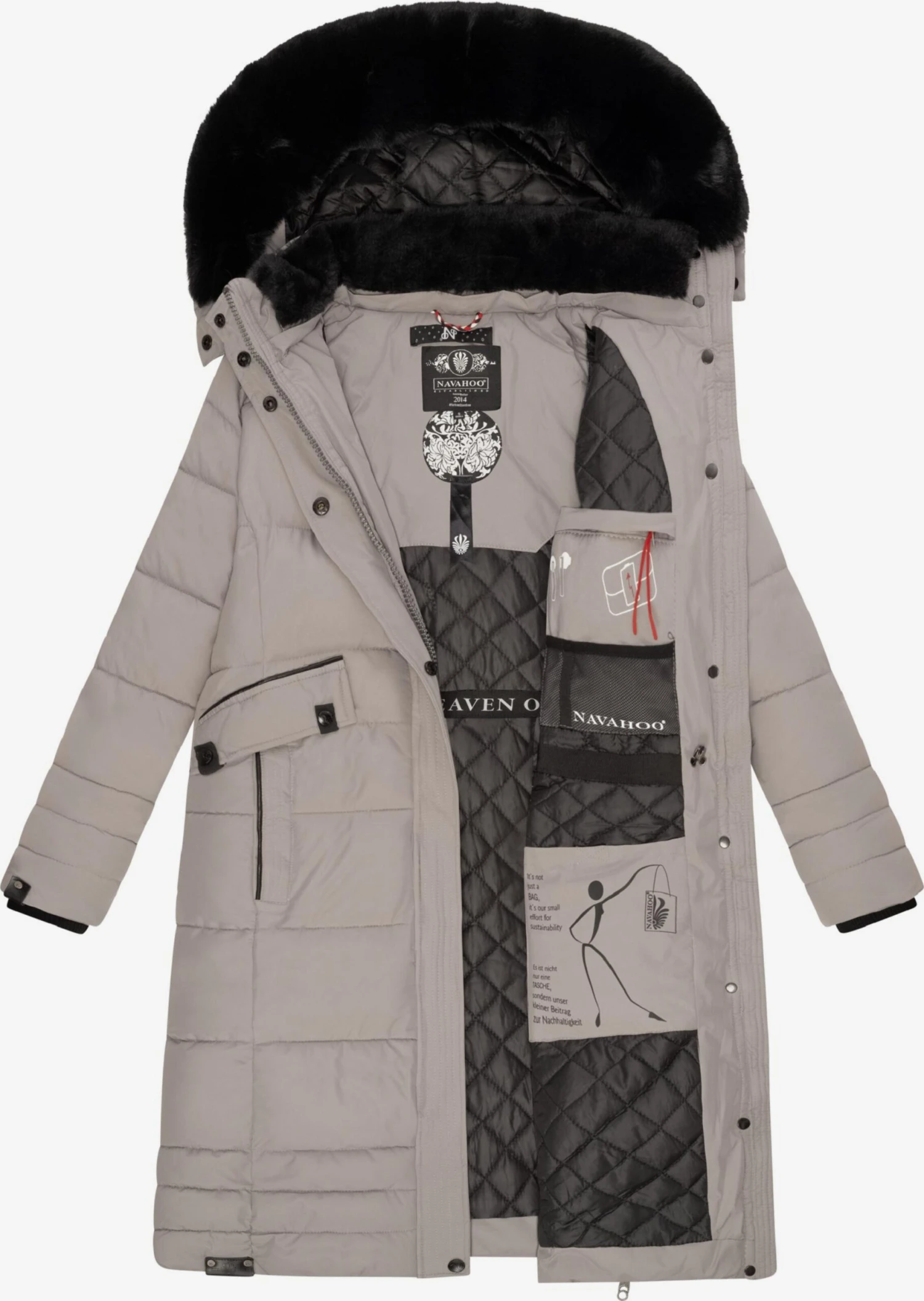 Navahoo Wintermantels Wintermantel Fahmiyaa Dames Stone Grey 6 Navahoo Wintermantels Wintermantel Fahmiyaa Dames Stone Grey - Afbeelding 6