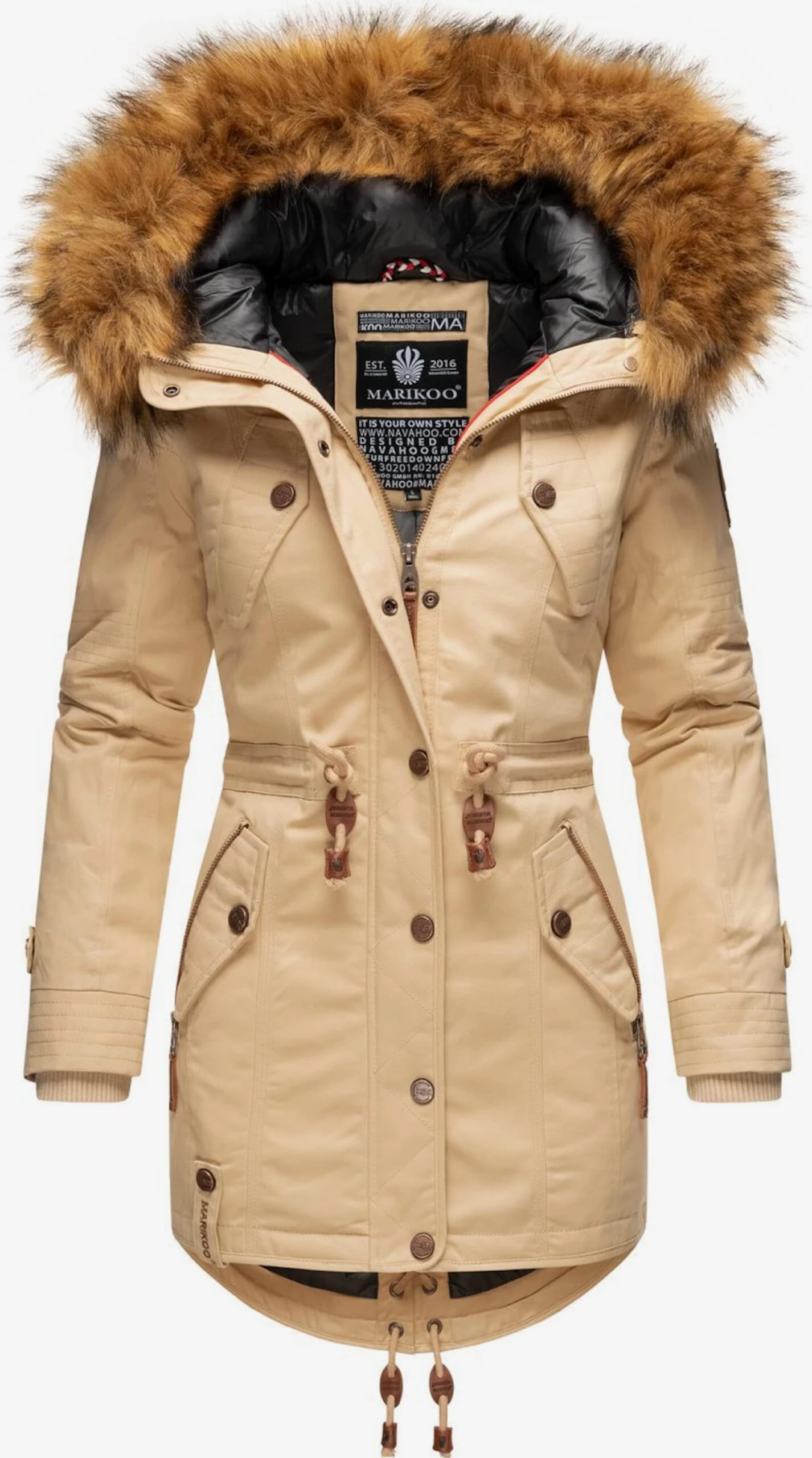 Marikoo Parkas Winterparka La Viva Dames Beige 1 Marikoo Parkas Winterparka La Viva Dames Beige