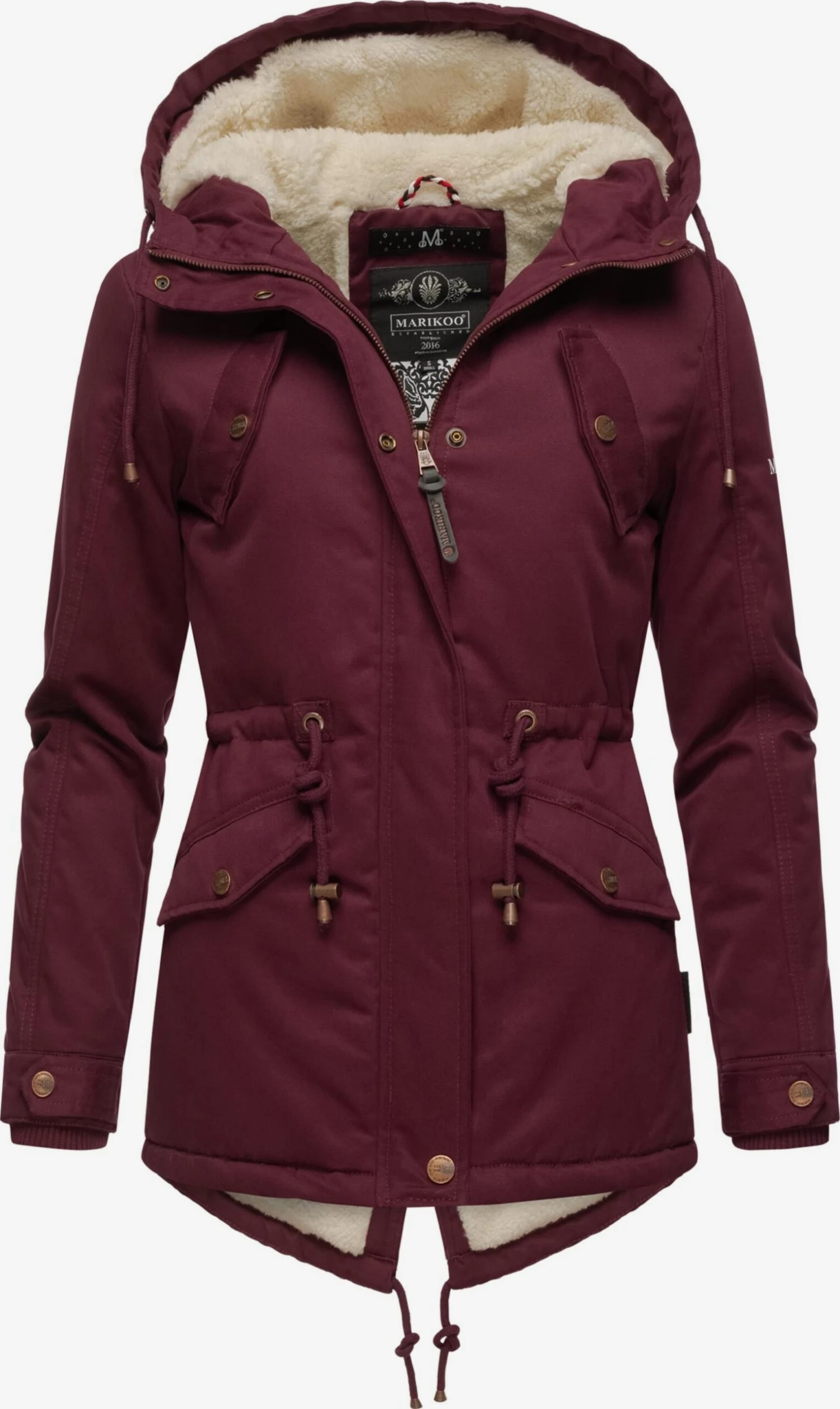 Marikoo Winterjassen Winterjas Manolya Dames Wijnrood 1 Marikoo Winterjassen Winterjas Manolya Dames Wijnrood