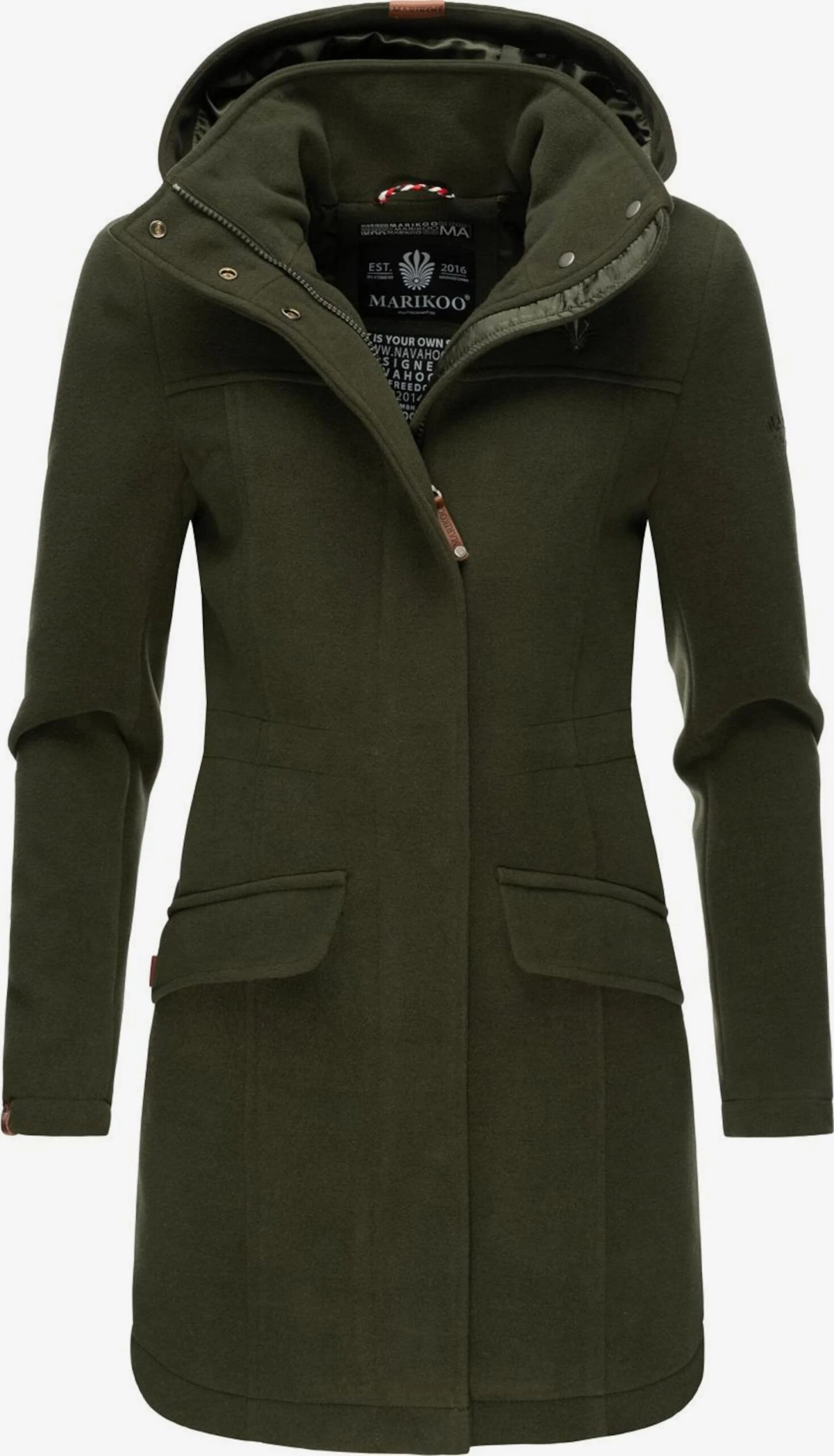 Marikoo Wintermantels Wintermantel Dames Donkergroen 1 Marikoo Wintermantels Wintermantel Dames Donkergroen
