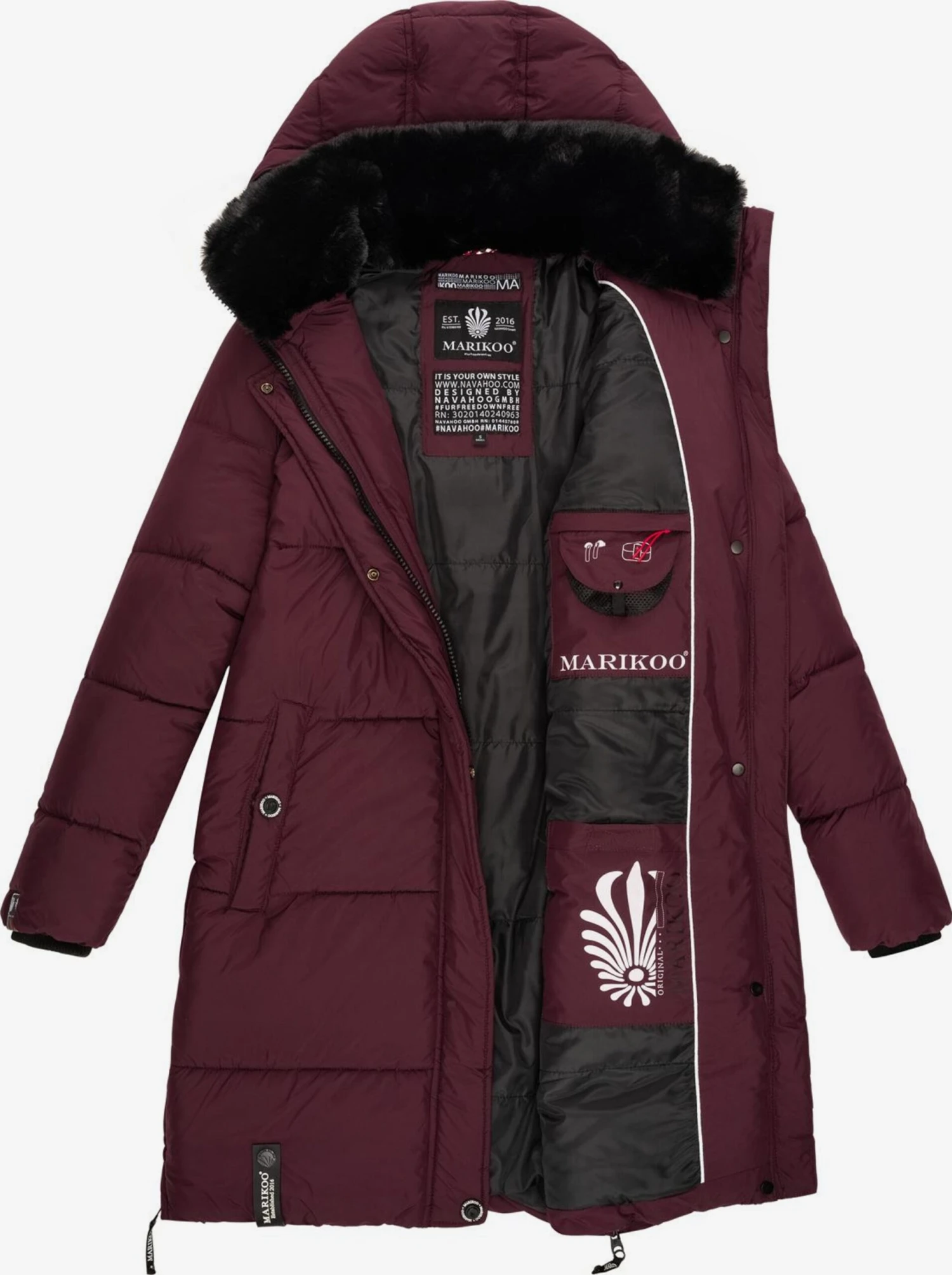 Marikoo Wintermantels Wintermantel Dames Kersrood 5 Marikoo Wintermantels Wintermantel Dames Kersrood - Afbeelding 5