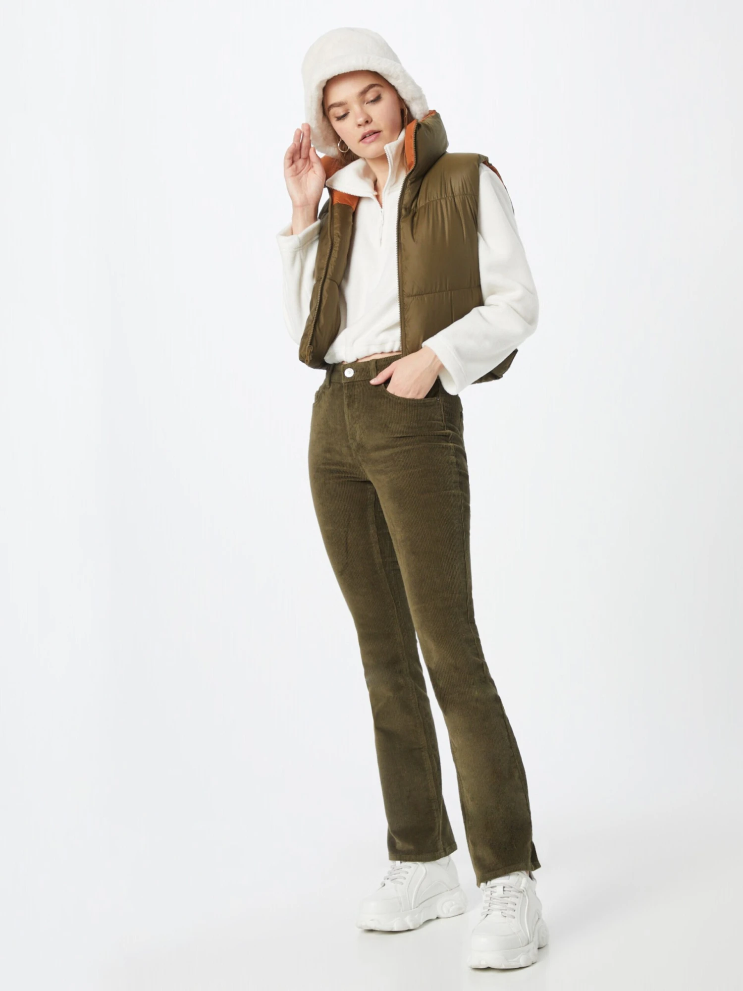 ONLY Ribbroeken Flared Broek Mary Dames Olijfgroen 5 ONLY Ribbroeken Flared Broek Mary Dames Olijfgroen - Afbeelding 5