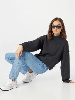 WEEKDAY Basic Truien Trui Norah Dames Donkergrijs -Kledingverkoopwinkel a9bf15067528e2b4b674dfd4a9798a9c