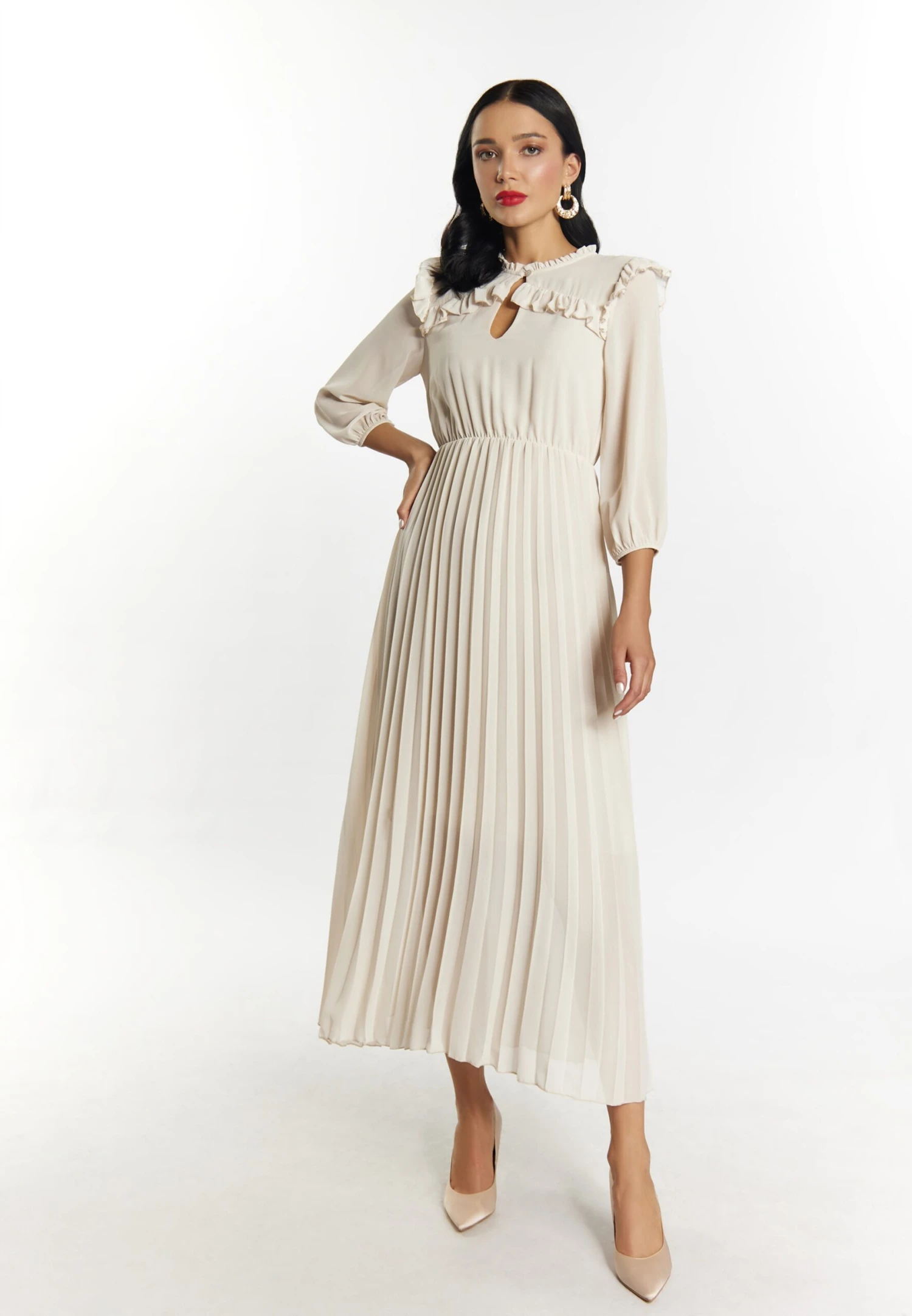 Faina Maxi Jurken Jurk Dames Wolwit 4 Faina Maxi Jurken Jurk Dames Wolwit - Afbeelding 4