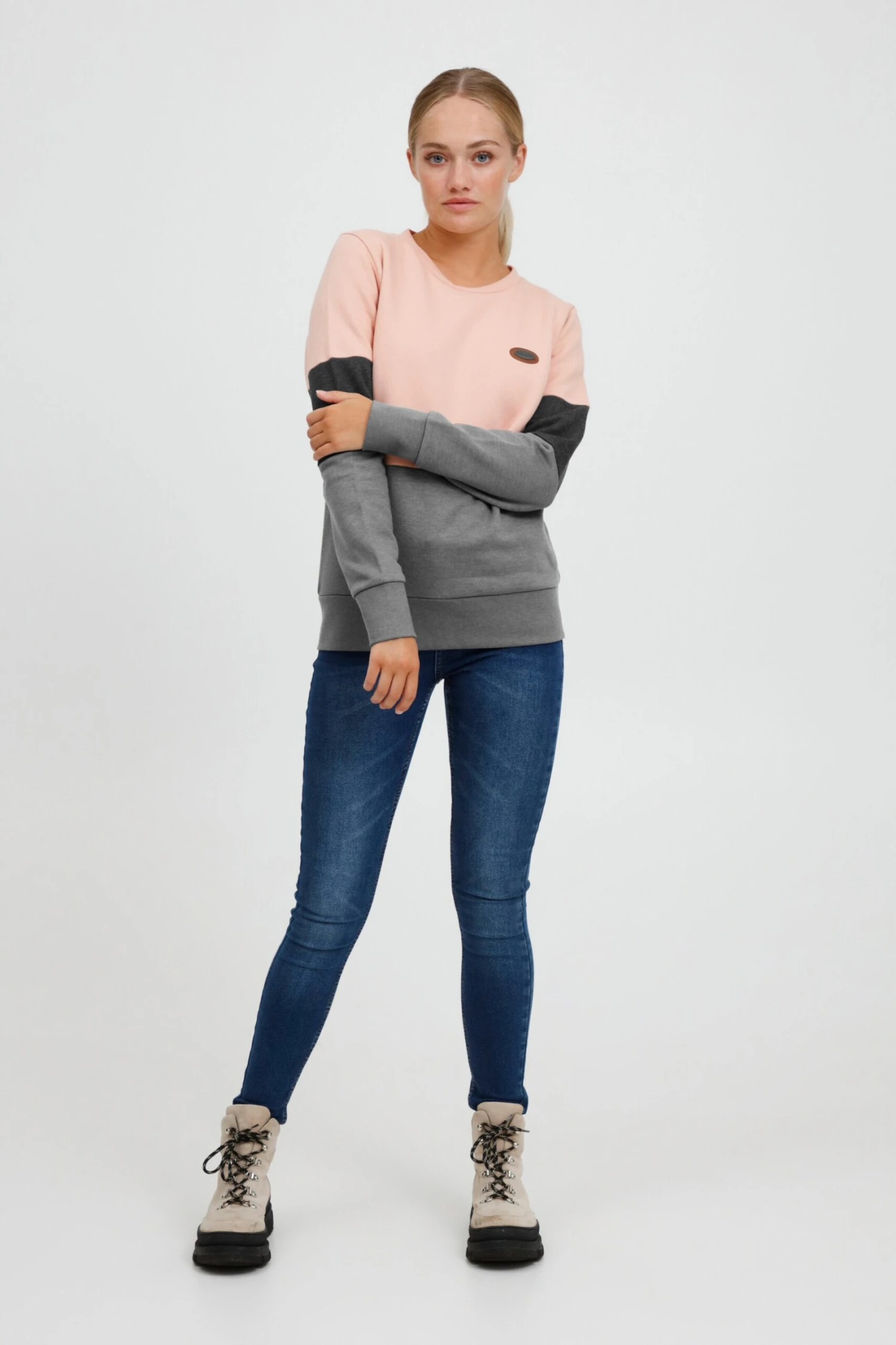OXMO Sweatshirts Sweatshirt Trine Dames Donkergrijs / Grijs Gemêleerd / Rosa 3 OXMO Sweatshirts Sweatshirt Trine Dames Donkergrijs / Grijs Gemêleerd / Rosa - Afbeelding 3